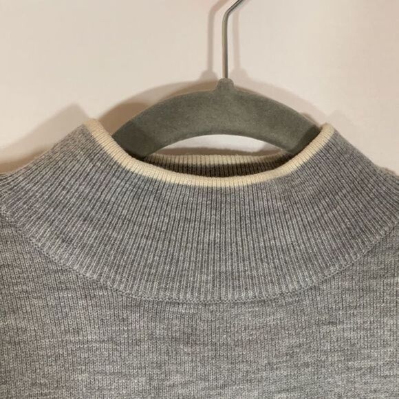 Topshop Grey & White Sweater Ribbed Collar Top - Picture 4 of 10